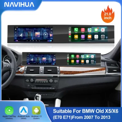Navihua New Design Dual Screen Android Car Radio Multimedia Carplay Stereo DVD Player for BMW X5 E70 X6 E71 CCC CIC 2007-2013