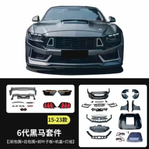 Car Body kit for Ford Mustang 15-23 modified new style Front rear bumper grille engine cover Headlight Taillight fender surround