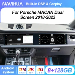 12.3inch+12.3inch Touch Screen For Porsche Macan 2018-2024 GPS Navigation Android Stereo Auto Multimedia Video Player Head Unit