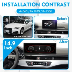 NaviHua 14.9 Inch 3K Screen Android Car Radio For Audi A5 A4L 2017 2019 Multimedia Auto Carplay Navigation Headunit Monitor New