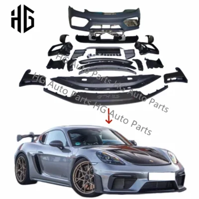 GT4 RS Style Car Front Bumper Splitter Rear Diffuser Spoiler Lip PP Body Kit For Porsche Boxster 718 981 Cayman Auto Parts