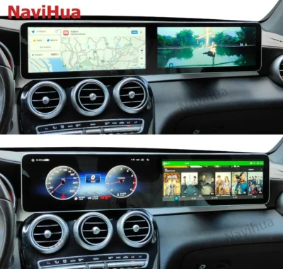 Navihua Dual 12.3" Screen Audio Radio GPS Navigation System For Benz C W205 GLC X253 NTG 5.0 5.5 6.0 2015-2022 Player Multimedia - immagine 3