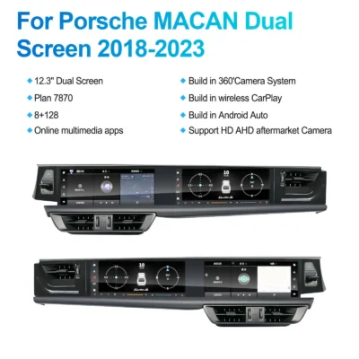NaviHua For Porsche Macan 2018 2024 Dual Screen New Design Android Car Radio Copilot Entertainment Passenger Carplay Navigation - immagine 5