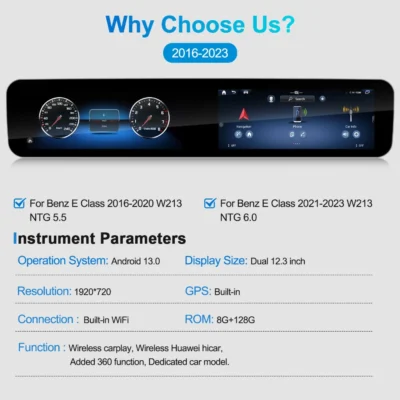 Navihua Dual Screen Upgrade Android Car Radio GPS Navigation LCD Instrument Meter for Mercedes Benz E Class W213 2016-2023 - Image 5
