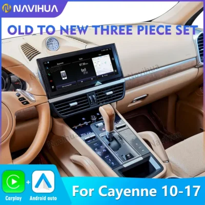 NaviHua 12.3 Old to new Radio+ Saddle Control Panel +LCD Clock Interior kit upgrade GPS Navigation for Porsche Cayenne 2010-2016 - immagine 4