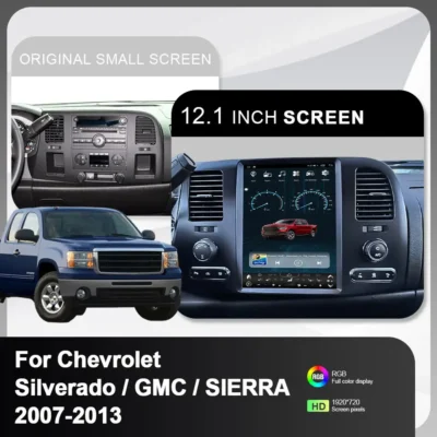 12.1" Tesla Screen For Chevrolet Silverado GMC Sierra 2007 2013 Multimedia Android Car Radio Auto Carplay Navigation Head Unit - immagine 3