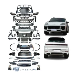 For Cayenne 2011-2017 Car Modification Upgrade 2024 Turbo GT Body Kit Front Bumper LED Headlights Sport Exhaust