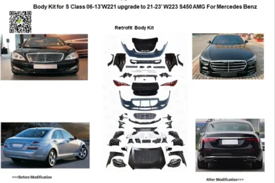NEW Tuning Upgrade Bodykit Old To New Line 2006-2014 W221 To Mercedes S Class W223 S450 2021- - immagine 3