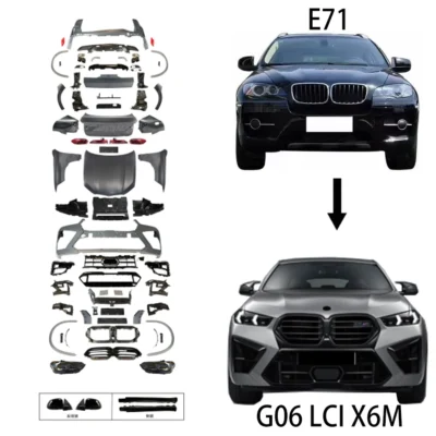 X6 E71 Upgrade to G06 LCI X6M Style Body Kit Bumper Head Lights Fender Exhaust 2009-2014 X6 E71 Old to New Facelift Car Parts - immagine 6