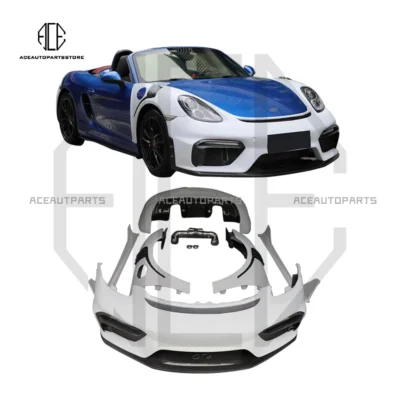 High Quality Car Body kit For Porsche Cayman boxster 981 2012-2016 To GT4 style Front rear Bumper rear diffuser with exhaust - immagine 2