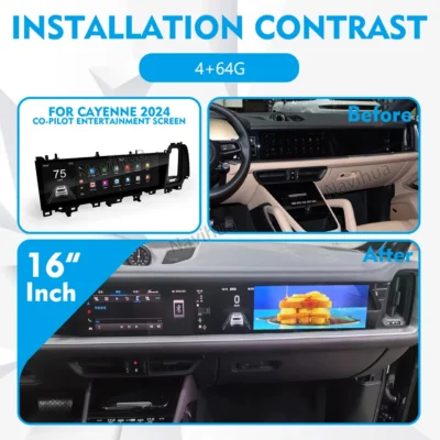 16" Android 13 Car Stereo for Porsche Cayenne 2024 Co-Pilot Entertainment Car Multimedia Display Touch Screen GPS Navi Carplay - Image 2
