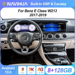 Dual Screen CarPlay Auto Radio Android 13 For Mercedes-Benz E Class W213 2017-2019 GPS Navigation Multimedia Player Head Unit
