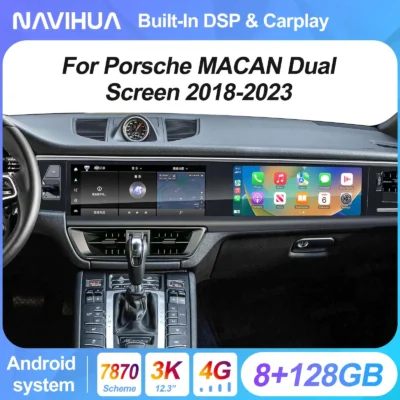 NaviHua For Porsche Macan 2018 2024 Dual Screen New Design Android Car Radio Copilot Entertainment Passenger Carplay Navigation - immagine 2