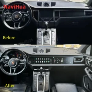 NaviHua Hot Sales 12.3 inch Dual Screen Android Car Radio GPS Navigation Multimedia Player Stereo For Porsche Macan 2014 2017