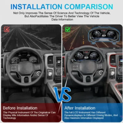 NaviHua 12.3" Car Digital Cluster Instrument For Dodge RAM 2013 2019 Auto Speedometer LCD Dashboard Virtual Cockpit New Upgrade - immagine 5