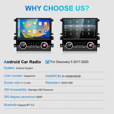 11.4" Android 13 Car Radio For Land Rover Discovery 5 LR5 L462 2017-2020 Wireless CarPlay Multimedia Player AC Panel GPS Stereo - Image 6