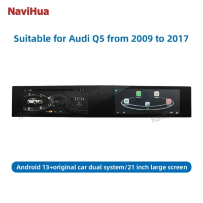 NaviHua 21inch Touch Dual Screen Android Car Radio Multimedia Carplay Display GPS Navigation Auto Player for Audi Q5 2009-2017 - immagine 3