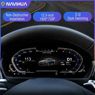 Navihua Car Dashboard Panel Speedometer Virtual Instrument Digital Cluster for 3 Series F30 2013-2017 - immagine 4