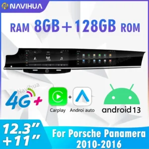 NaviHua Dual Screen Android 13 128GB Accessories upgrade Interior kit Car Radio Video For Porsche Panamera 2010-2016