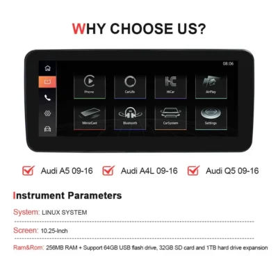 NaviHua Linux System New Upgrade 10.25 Inch Android Auto Head Unit Monitor For Audi Q5 2009 2016 Multimedia Navigation Carplay - immagine 4