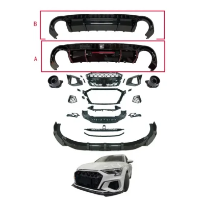 Car Accessories Rear Lip Front Lip Bumpers Grille A3 2020-2022 Upgraded RS3 Style Body Kit Body Kits for Audi