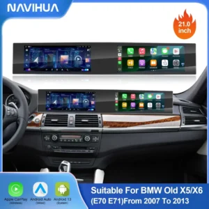 Navihua New Design Dual Screen Android Car Radio Multimedia Carplay Stereo DVD Player for BMW X5 E70 X6 E71 CCC CIC 2007-2013