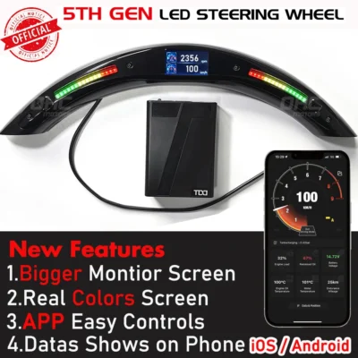 OHC Motors 100% Real Carbon Fiber Leather Alcantara Race Car LED Perfromance Display Steering Wheel Compatible For BMW I8 - immagine 6