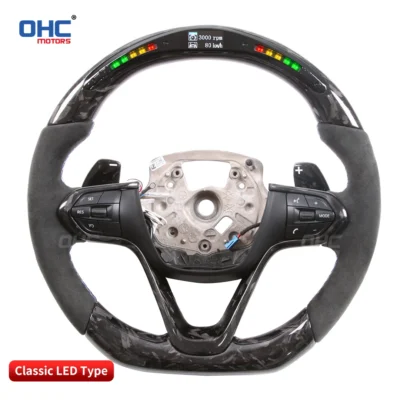 OHC Motors 100% Real Carbon Fiber Leather Alcantara Race Car LED Perfromance Display Steering Wheel Compatible For BMW I8 - immagine 4
