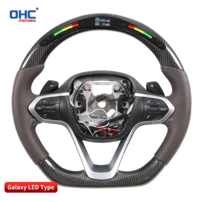 OHC Motors 100% Real Carbon Fiber Leather Alcantara Race Car LED Perfromance Display Steering Wheel Compatible For BMW I8 - immagine 3