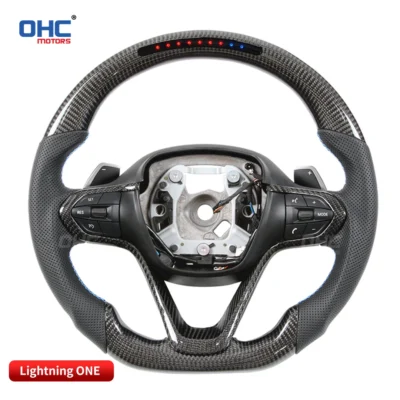 OHC Motors 100% Real Carbon Fiber Leather Alcantara Race Car LED Perfromance Display Steering Wheel Compatible For BMW I8 - immagine 5