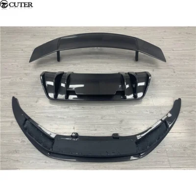 New R8 v Style Carbon Fiber Front Bumper Lip Rear Bumper Diffuser Rear Spoiler Wings for Audi R8 Car Body Kit 16-18 - immagine 5
