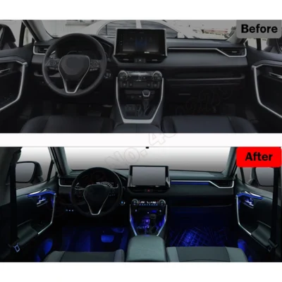 For Toyota RAV4 2020 Car Ambient Light Button And App Control Auto Decorative LED 64 colors Atmosphere Lamp illuminated Strip - immagine 3