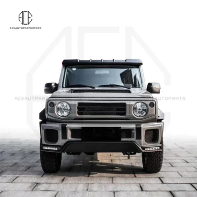 For Suzuki JIMNY front bumper rear spoiler diffuser top wings engine cover wheel brow SUV Fiberglass Car body kit LB style - immagine 5