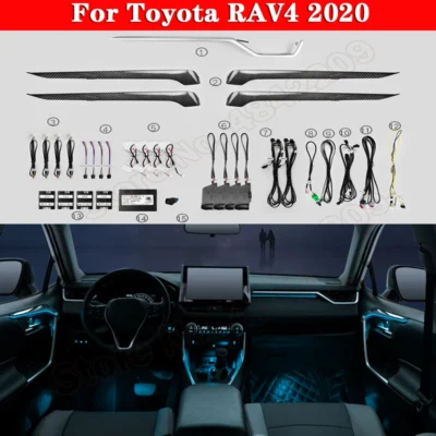For Toyota RAV4 2020 Car Ambient Light Button And App Control Auto Decorative LED 64 colors Atmosphere Lamp illuminated Strip - immagine 6