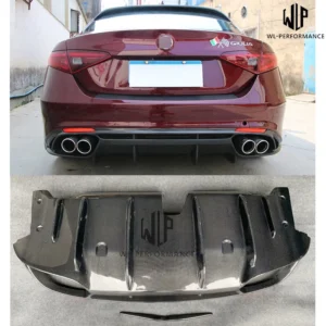 High Quality Carbon Fiber Car Body Kit Rear Lip Diffuser For Alfa Romeo Giulia Four-leaf Clover Car Styling 2017