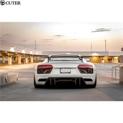 New R8 v Style Carbon Fiber Front Bumper Lip Rear Bumper Diffuser Rear Spoiler Wings for Audi R8 Car Body Kit 16-18 - immagine 4