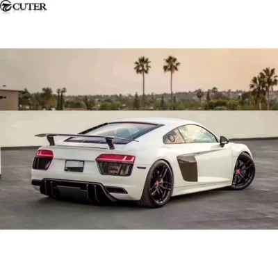 New R8 v Style Carbon Fiber Front Bumper Lip Rear Bumper Diffuser Rear Spoiler Wings for Audi R8 Car Body Kit 16-18 - immagine 2