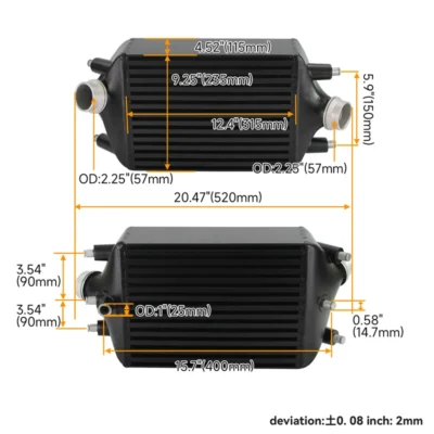 Twin Intercooler High performance Racing Radiators Set Black Fits For Porsche 911 Turbo / Turbo S 991.1/991.2 - immagine 4