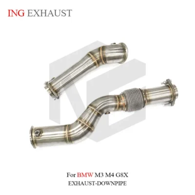 ING Stainless Steel for BMW M3 M4 G8x Downpipe Exhaust Pipe System Without Heat Shield Auto High Performance Tuning Parts - immagine 4