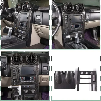 For Hummer H2 2003-07 ABS Silver Car Central Control Dashboard Navigation Panel Cover Trim Sticker Car Accessories Interior Kit - immagine 5