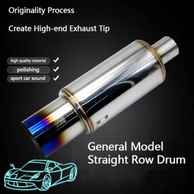 Stainless Steel Drum Modified Sports Car Sound Waves Universal Exhaust Pipe Oblique Muffled And Vigorous Drum - immagine 2