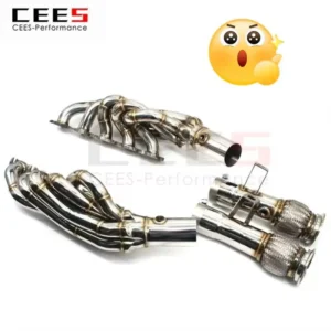 Stainless Steel CEES Exhaust System - Headers, Test Pipe & No - cat Downpipe for Audi R8 V10 5.2 Manifold