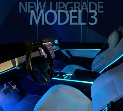 For Tesla Model 3 2019-2020 Decorate Inter Lamp Touch Control Inter Car Ambient Light Center Pillar Horn Cover Atmosphere Light