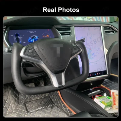 CSSBOON Heated Yoke Steering Wheel for Tesla Model X Sports Racing Car Interior Handle Carbon Fiber Option for Tesla Model S - immagine 5