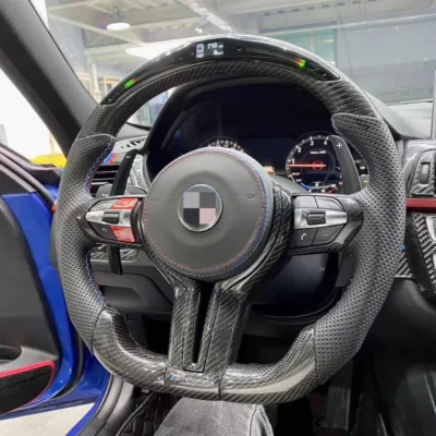 BMW F10 F20 F30 X1 X2 X3 E60 sports design carbon fiber steering wheel with LED upgraded car steering wheel - immagine 4