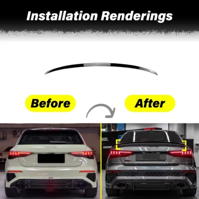 For Audi A3 S3 RS3 8Y 2021 2022 2023 2024 Automobile Rear Spoiler Body Rear Diffuser Rear Tailgate Top Wing Modification Kit - immagine 2