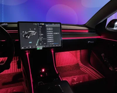 For Tesla Model 3 2019-2020 Decorate Inter Lamp Touch Control Inter Car Ambient Light Center Pillar Horn Cover Atmosphere Light - immagine 3