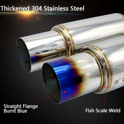Stainless Steel Drum Modified Sports Car Sound Waves Universal Exhaust Pipe Oblique Muffled And Vigorous Drum - immagine 3