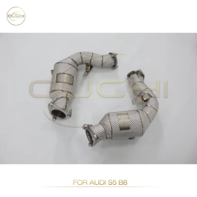 OUCHI High Flow Exhaust Downpipe For Audi S5 B8 2008-2016 3.0T 4.2 With Shield Auto Performance Parts Pipes - Image 3