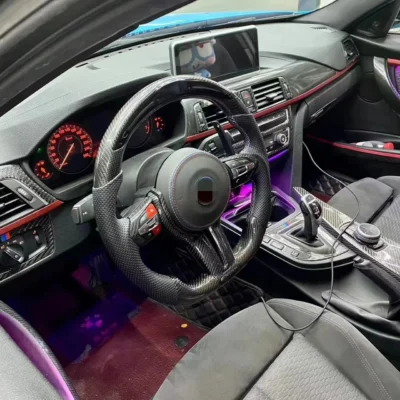 BMW F10 F20 F30 X1 X2 X3 E60 sports design carbon fiber steering wheel with LED upgraded car steering wheel - immagine 2